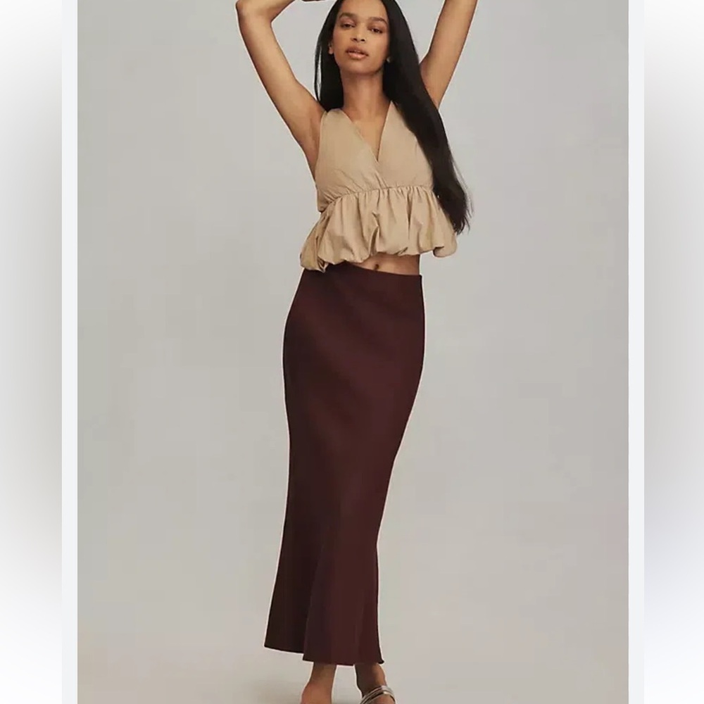 Nwt the tilda Brown Maxi slip Skirt linen edition